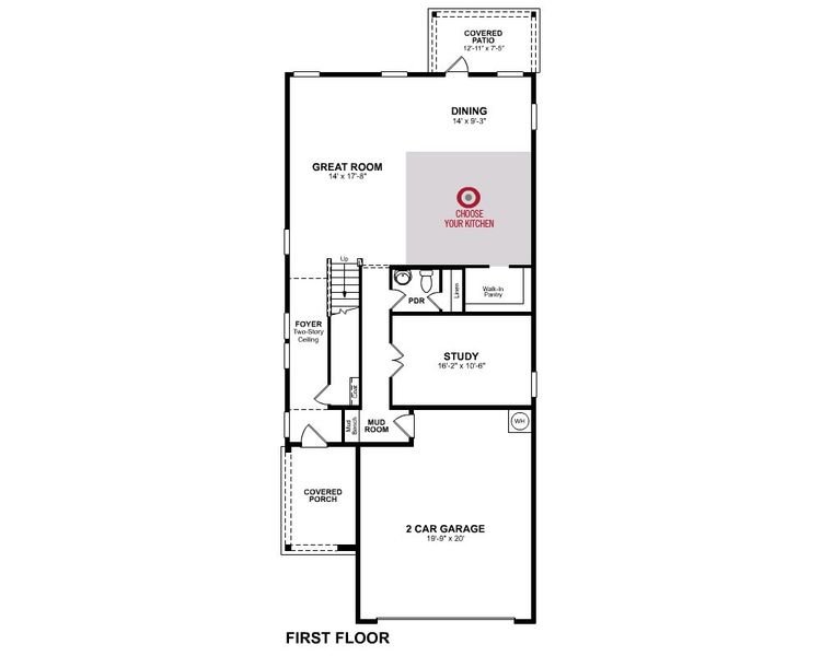 2D floor plan layout for the Bluebell by Beazer Homes in Churchill, Anna, TX (Image 3).