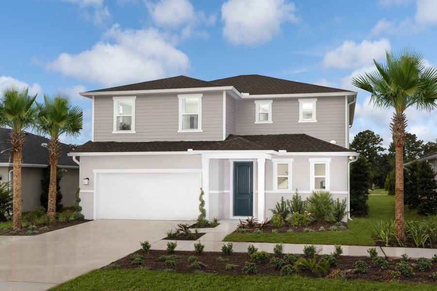 Representative exterior photo of a completed home built from the 2766 Modeled by KB Home in Woodland Oaks II, Brooksville, FL (Image 15). Representative exterior photo of a completed home built from the 2766 Modeled by KB Home in Woodland Oaks II, Brooksville, FL (Image 15).