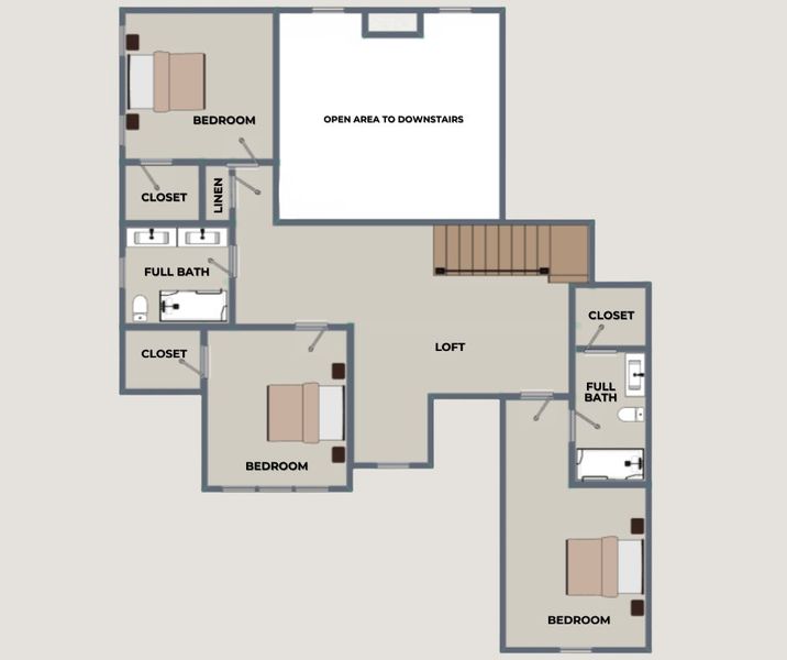 2D floor plan layout for the Toccoa by Riverstone Construction, LLC in Paxton Pointe, Hixson, TN (Image 4). 2D floor plan layout for the Toccoa by Riverstone Construction, LLC in Paxton Pointe, Hixson, TN (Image 4).