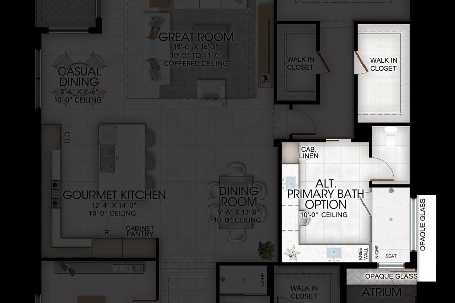 2D floor plan layout for the Bimini Grande by GL Homes in Valencia Del Mar, Boynton Beach, FL (Image 6).