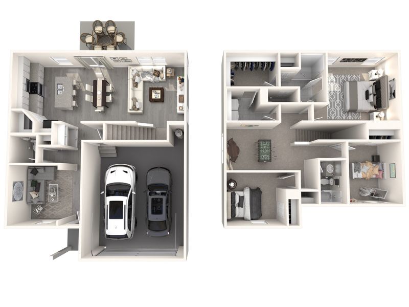 2D floor plan layout for the Alexander by Meritage Homes in Oxford Station, Salisbury, NC (Image 4).