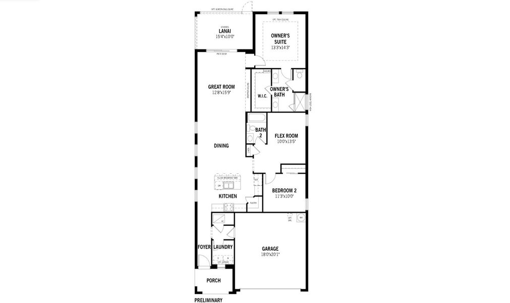 2D floor plan layout for the Greenway by Mattamy Homes in Wellen Park, Venice, FL (Image 3). 2D floor plan layout for the Greenway by Mattamy Homes in Wellen Park, Venice, FL (Image 3).
