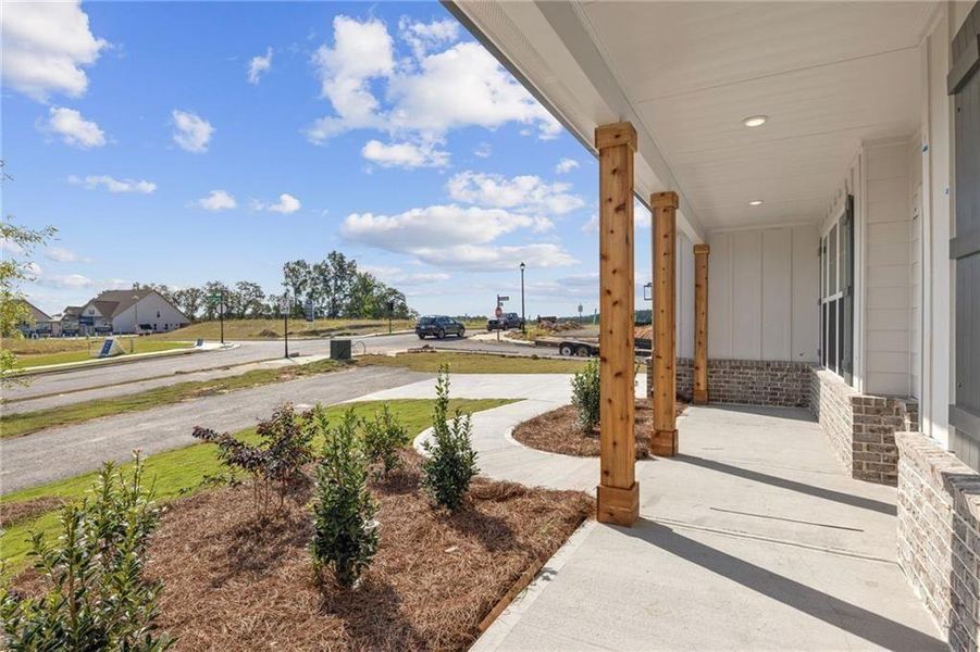Exterior details and patio area of a home in The Estates at Gainesville Township, Gainesville (Image 3).