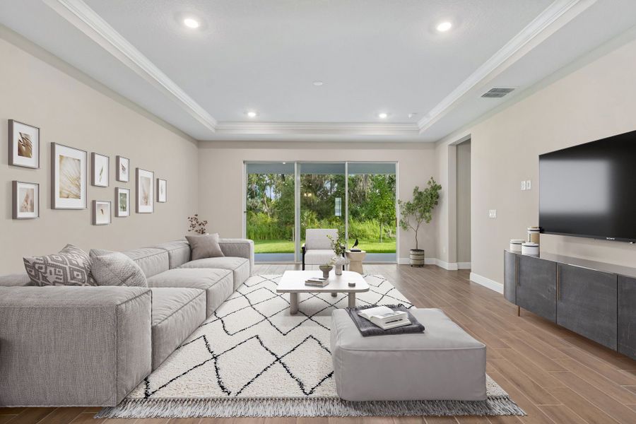 Representative furnished interior of a home built from the Solana II by William Ryan Homes in The Sanctuary – Resort Collection, Punta Gorda (Image 13). Representative furnished interior of a home built from the Solana II by William Ryan Homes in The Sanctuary – Resort Collection, Punta Gorda (Image 13).