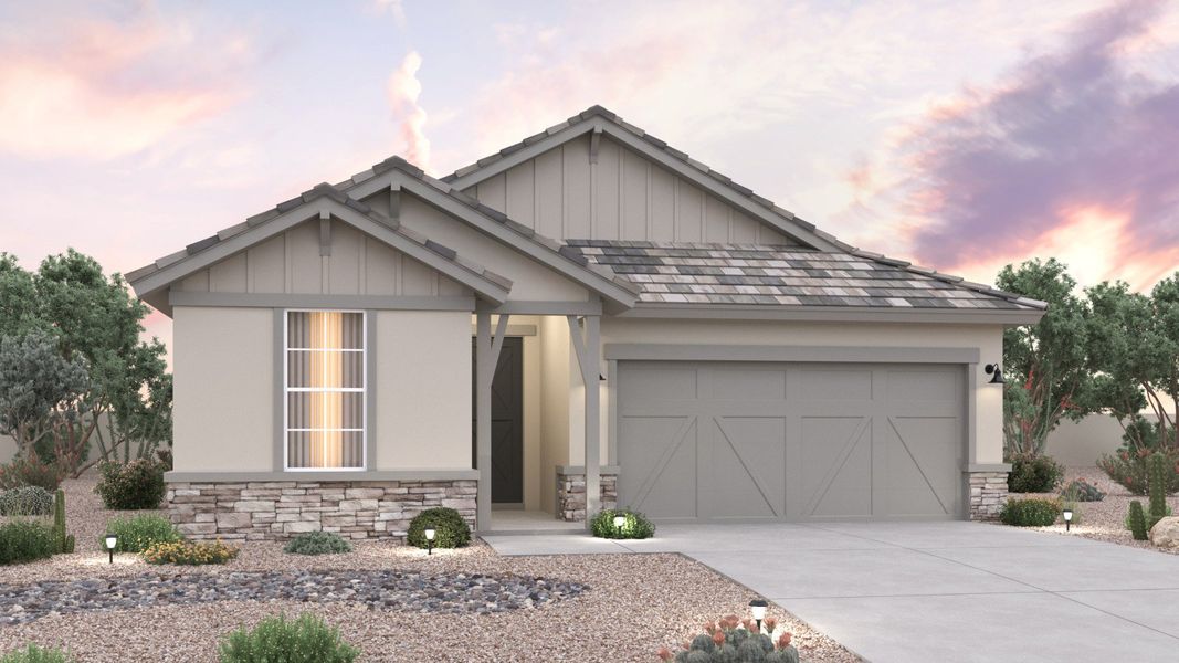 Representative exterior photo of a completed home built from the Bluebell by Brightland Homes in Teravalis, Buckeye, AZ (Image 2). Representative exterior photo of a completed home built from the Bluebell by Brightland Homes in Teravalis, Buckeye, AZ (Image 2).