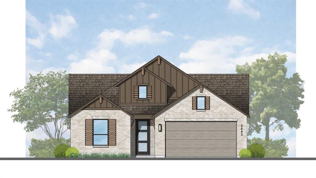 Exterior rendering of this home design in Sonoma Verde: 60ft. lots, McLendon-Chisholm, TX (Image 2).