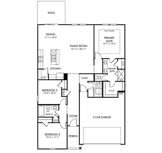 2D floor plan layout of this home in Cypress Ridge - The Boardwalk Series, Longs, SC (Image 3).
