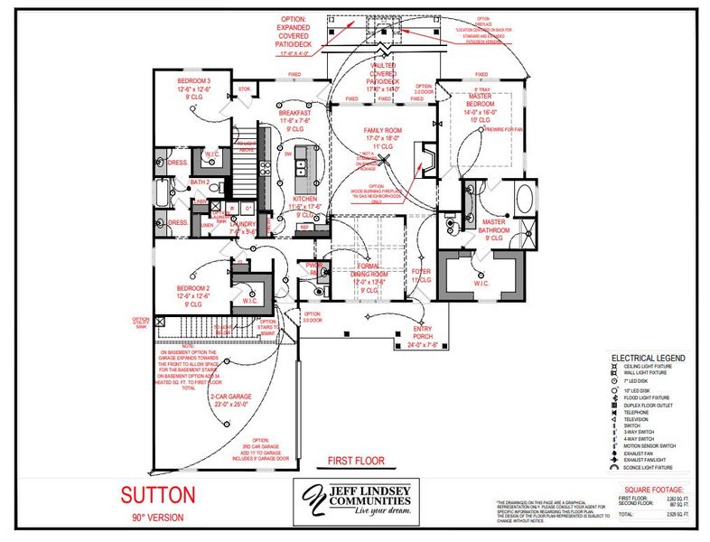 2D floor plan layout for the Sutton A by Jeff Lindsey Communities in Belle Hall, Newnan, GA (Image 2).