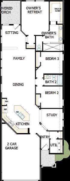 2D floor plan layout of this home in Mayfair - Select Garden Series, New Braunfels, TX (Image 5).