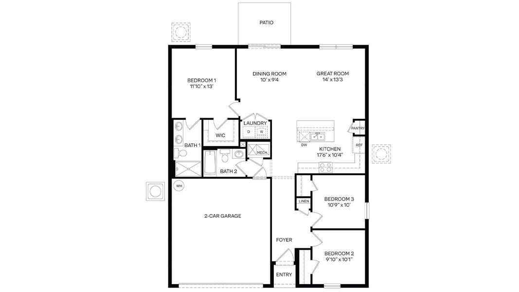 2D floor plan layout for the ARCHER by D.R. Horton in Crosswinds, Haines City, FL (Image 3).