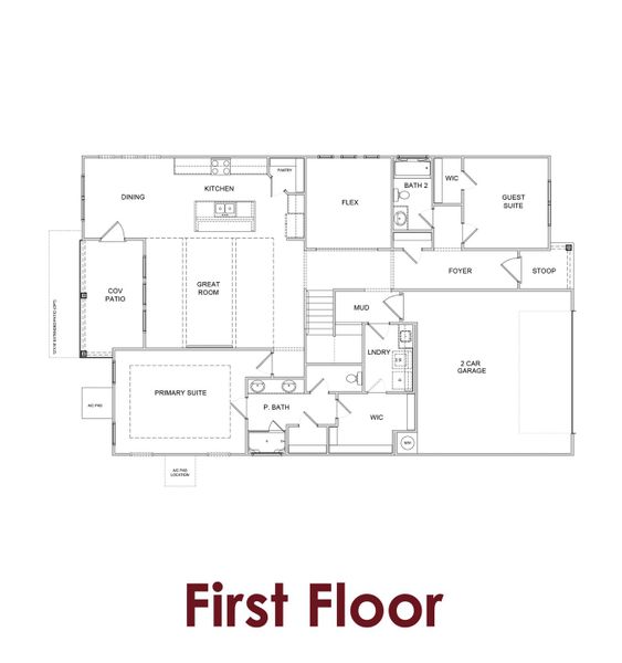 2D floor plan layout for the Cove UHP                                                                Primary Suite on Main by Chafin Communities in Rosewood Lake Preserve, Hoschton, GA (Image 3).