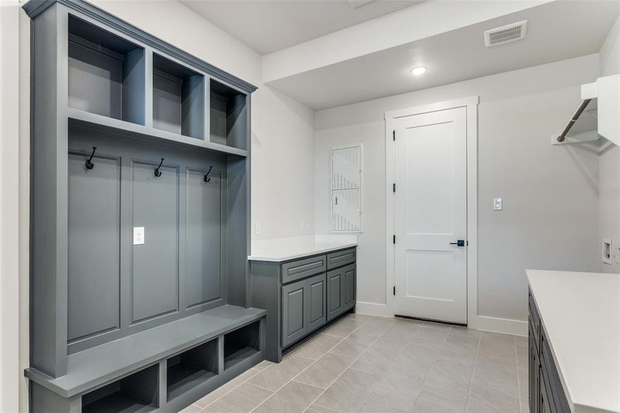 Garage Entry with Mud Bench