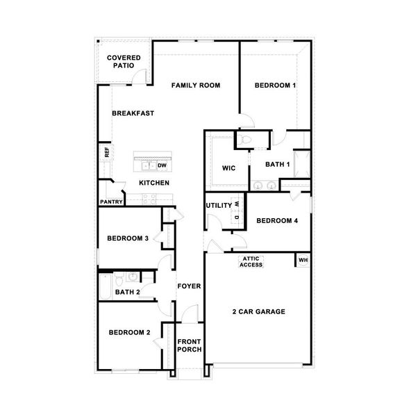 2D floor plan layout of this home in Trails at Wildhorse, Austin, TX (Image 2).