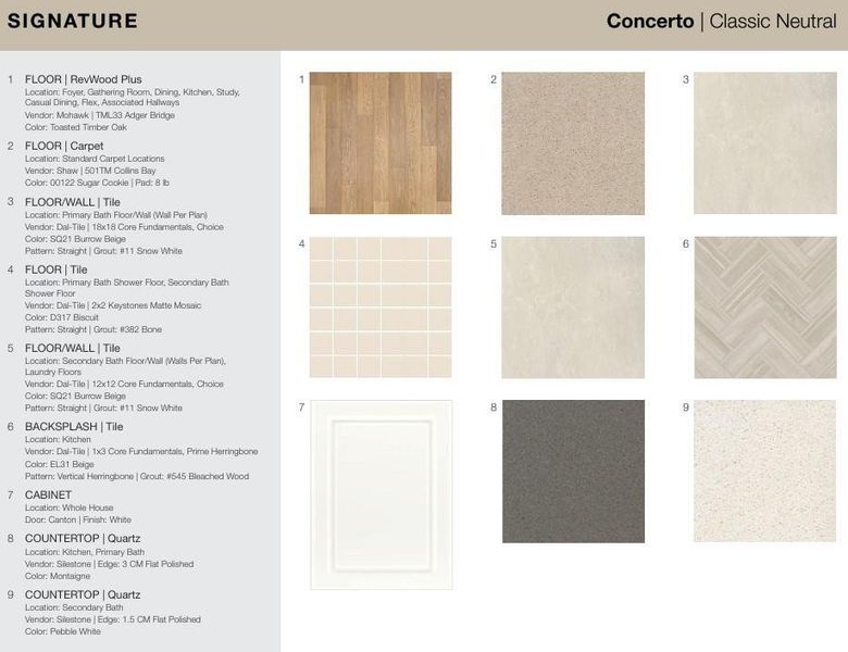 21241 Lake Run Drive design selections. Home is currently under construction and selections are subject to change.