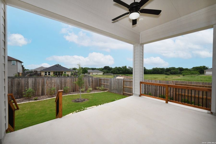 Exterior details and patio area of a home in Nolte Farms, Seguin (Image 3).