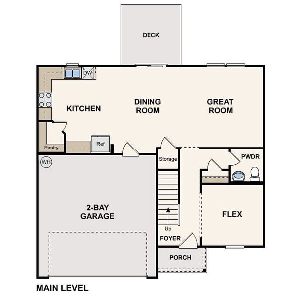 2D floor plan layout for the Essex by Century Complete in Villages at Huntcliff, Hogansville, GA (Image 3).