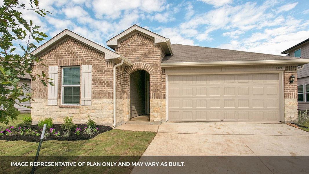 Representative exterior photo of a completed home built from the The Easton by D.R. Horton in Briarwood, Elgin, TX (Image 1). Representative exterior photo of a completed home built from the The Easton by D.R. Horton in Briarwood, Elgin, TX (Image 1).