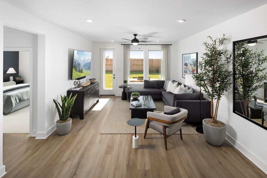 Representative furnished interior of a home built from the Baylee by Risewell Homes in The Cottages Collection at Oakberry Trails, Waller (Image 9).