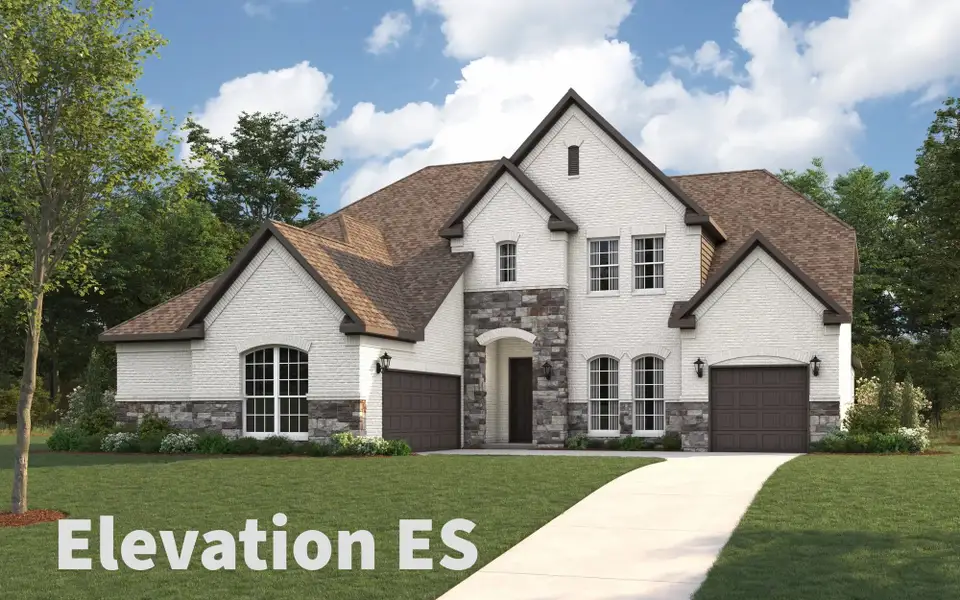 Representative exterior photo of a completed home built from the Trinity by Stonehollow Homes in River Ranch, Van Alstyne, TX (Image 2). Representative exterior photo of a completed home built from the Trinity by Stonehollow Homes in River Ranch, Van Alstyne, TX (Image 2).