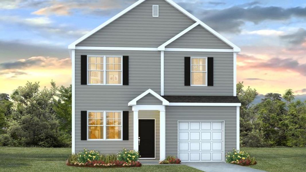 Representative exterior photo of a completed home built from the BRANDON by D.R. Horton in Settlement at Salamander, North Charleston, SC (Image 1).