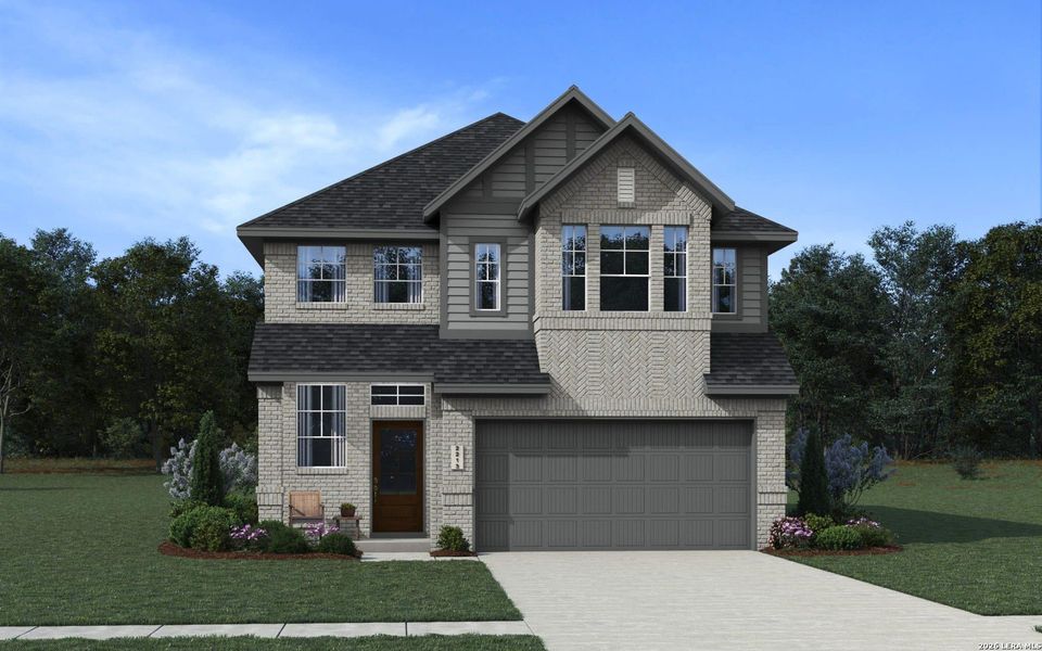 Front exterior of a new home in Legacy at Lake Dunlap, New Braunfels, TX, highlighting curb appeal (Image 1). Front exterior of a new home in Legacy at Lake Dunlap, New Braunfels, TX, highlighting curb appeal (Image 1).