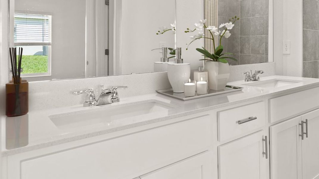 Quartz countertops in Owner's Suite bathroom