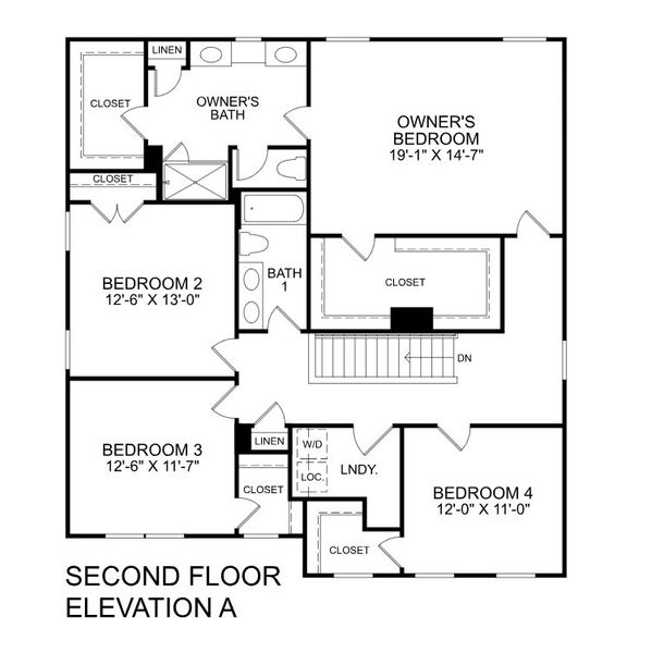 2D floor plan layout for the Hudson by Ryan Homes in Linden Park, Duncan, SC (Image 2).