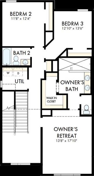 2D floor plan layout of this home in Reserve at Park Row, Houston, TX (Image 3).