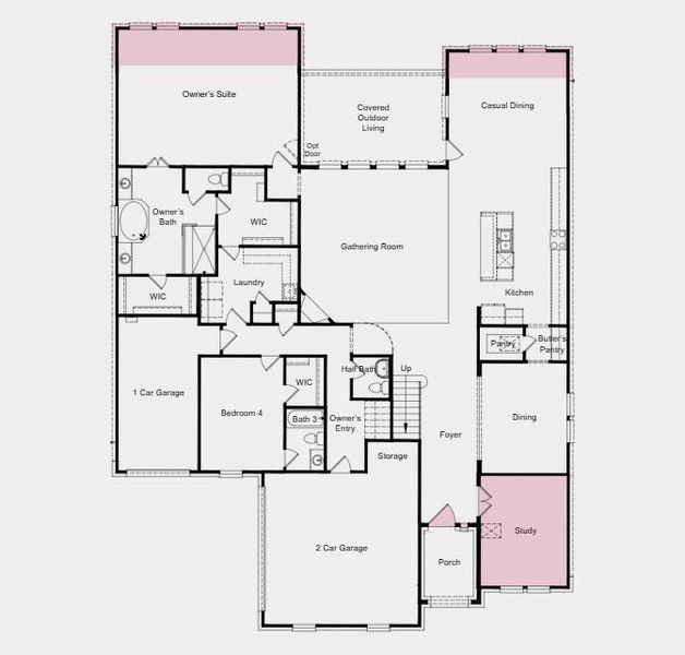 Additional highlights include: additional space in the casual dining area and in the primary suite, media room added upstairs, and a private study on the main floor.