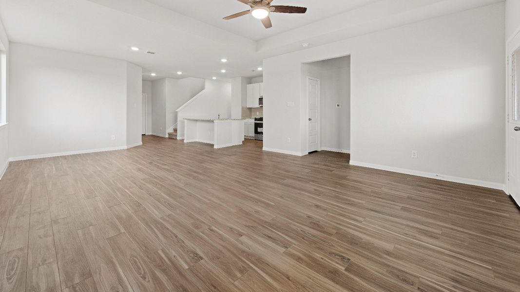 Family Room, Dining Area, & Kitchen