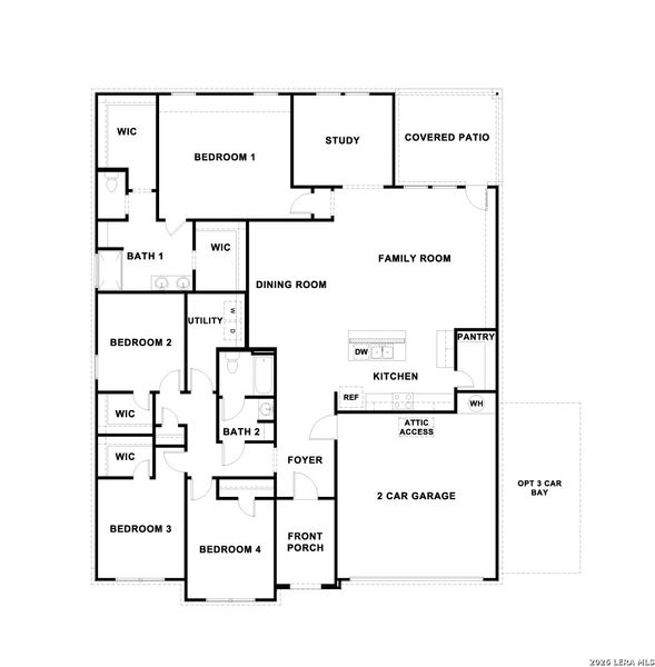 2D floor plan layout of this home in Hartland Ranch, Lockhart, TX (Image 3).