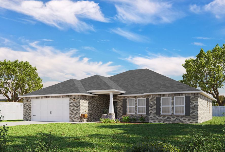 Representative exterior photo of a completed home built from the The Liberty by Herbst Homes in Clear Water Landing, Milton, FL (Image 26).
