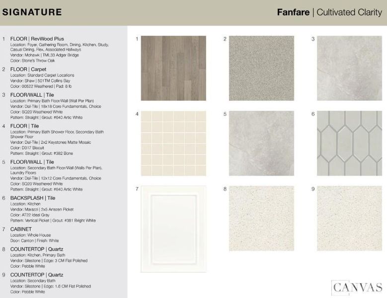 205 Goorawing Lane design selections. Home is currently under construction and selections are subject to change.