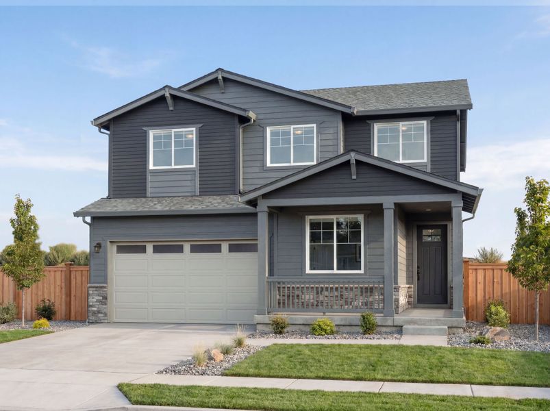 Representative exterior photo of a completed home built from the Waterville by Pulte Homes in Overland Ranch, Aurora, CO (Image 2). Representative exterior photo of a completed home built from the Waterville by Pulte Homes in Overland Ranch, Aurora, CO (Image 2).