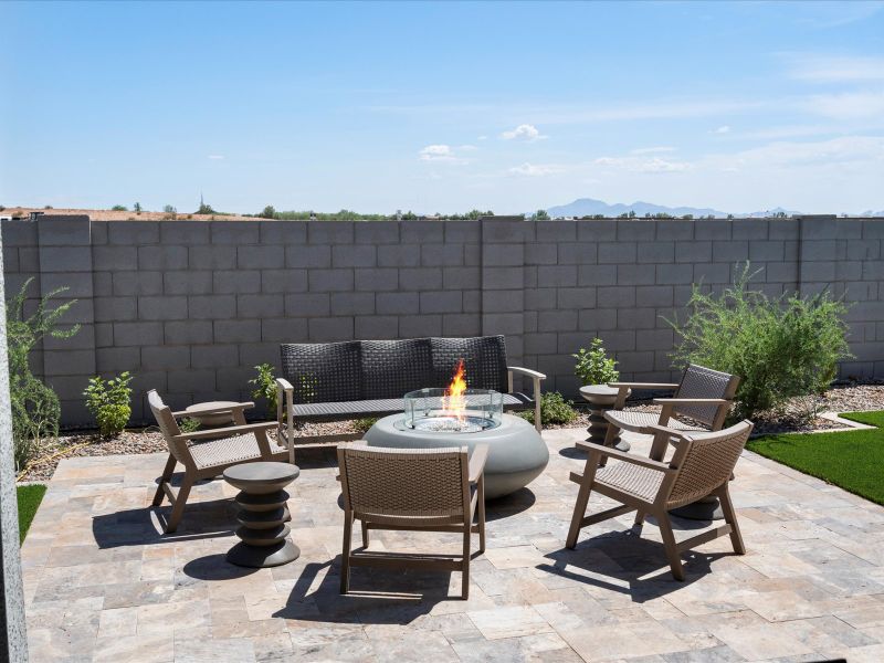 Exterior details and patio area of a home in Rancho Mirage Signature Series, Maricopa (Image 20).