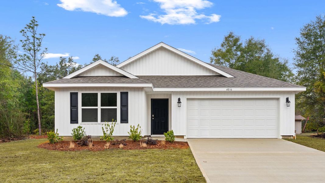 Front exterior of a new home in Sunny Hills, Chipley, FL, highlighting curb appeal (Image 1). Front exterior of a new home in Sunny Hills, Chipley, FL, highlighting curb appeal (Image 1).