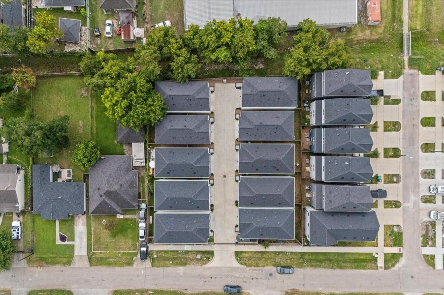 This intimate gated community of ten homes showcases a cohesive collection of two-story homes, each thoughtfully designed with a private backyard and a functional layout that places the living, kitchen, and dining areas on the first floor for easy entertaining and everyday flow. Upstairs, all bedrooms offer privacy and quiet, ideal for restful retreats. The secure entry and shared spaces create a sense of exclusivity and neighborhood charm.