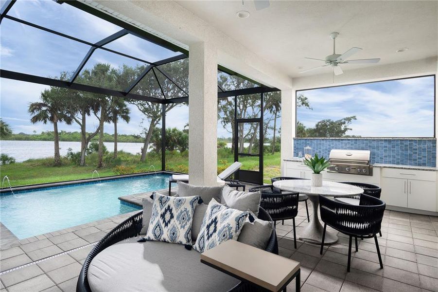 Lanai and outdoor kitchen.