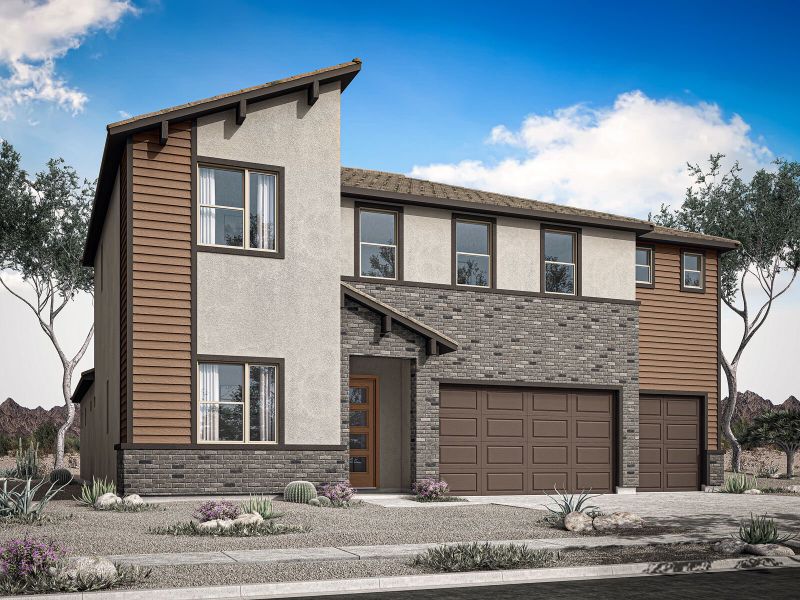Representative exterior photo of a completed home built from the Rose by Mattamy Homes in Landmarke, Queen Creek, AZ (Image 6). Representative exterior photo of a completed home built from the Rose by Mattamy Homes in Landmarke, Queen Creek, AZ (Image 6).