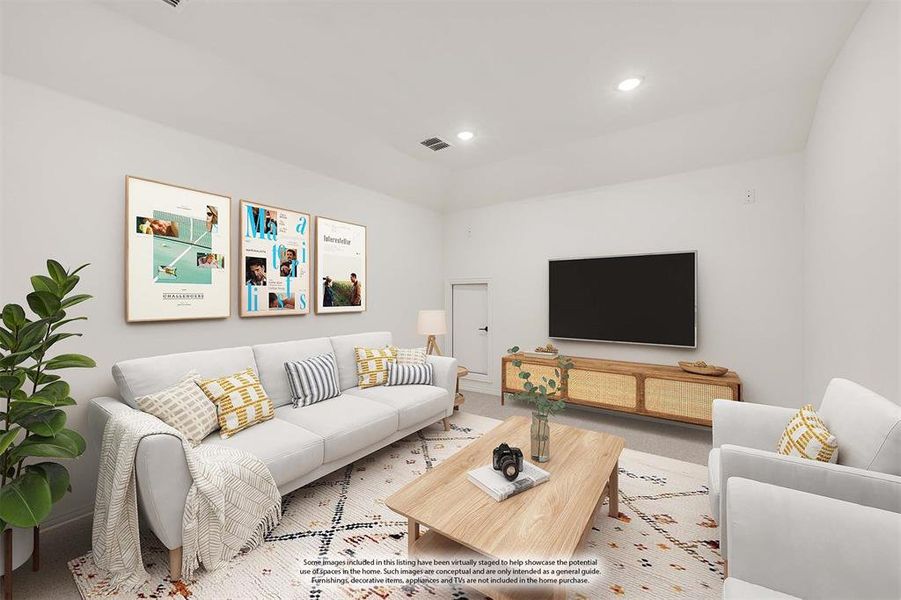 Furnished interior view inside a new home in Wildflower Ranch 60-65, Fort Worth (Image 16). Furnished interior view inside a new home in Wildflower Ranch 60-65, Fort Worth (Image 16).