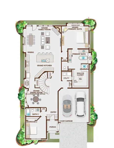 2D floor plan layout for the Grand Tour by Grand Homes in Grand Oaks, Celina, TX (Image 3).