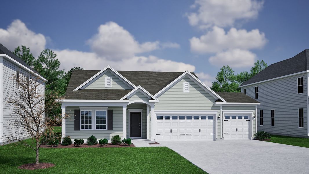 Representative exterior photo of a completed home built from the Bates II - Vanguard Collection by Mungo Homes in Scotts Hill Village, Wilmington, NC (Image 10).