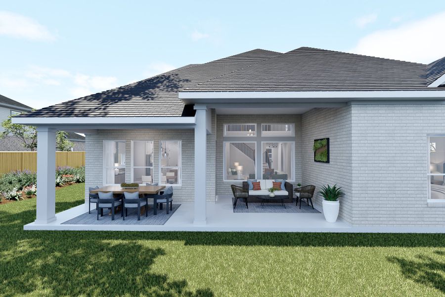 Representative exterior details of a home built from the The Rockwall by David Weekley Homes in Walden Creek – Summit Collection, Montgomery (Image 4).