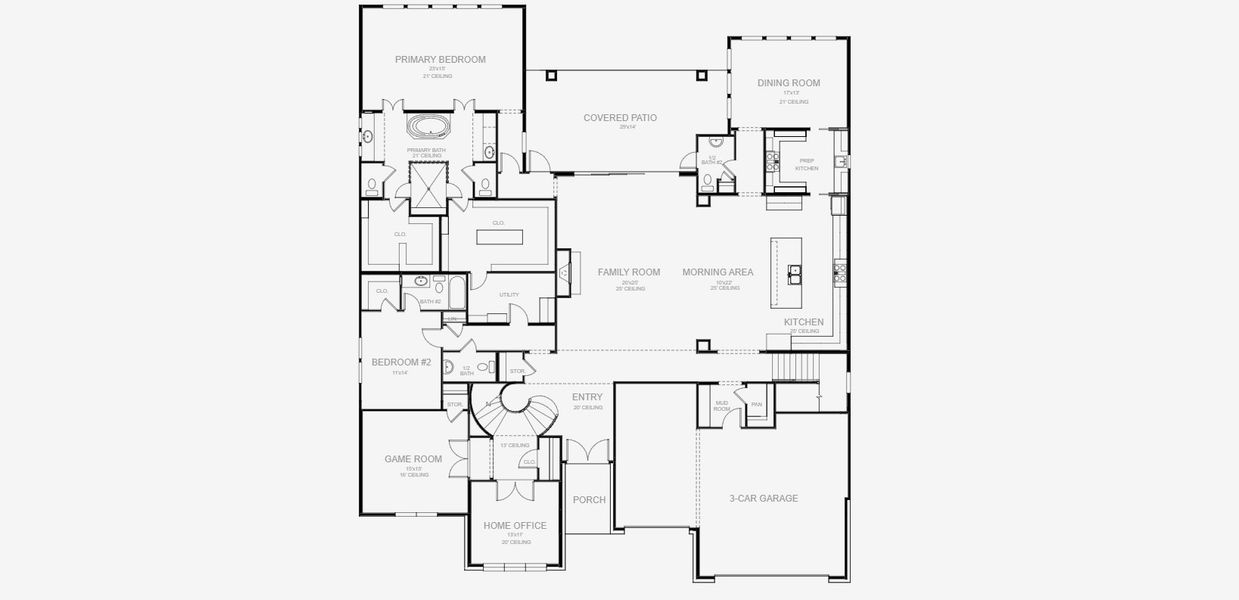 2D floor plan layout for the 5573S by Perry Homes in Jubilee 80', Hockley, TX (Image 5). 2D floor plan layout for the 5573S by Perry Homes in Jubilee 80', Hockley, TX (Image 5).
