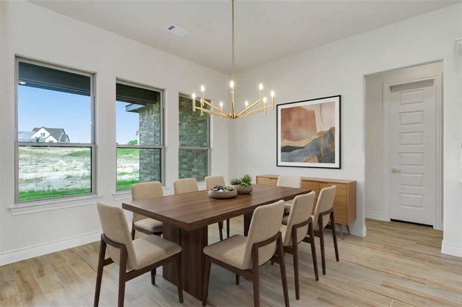 Virtually staged dining area