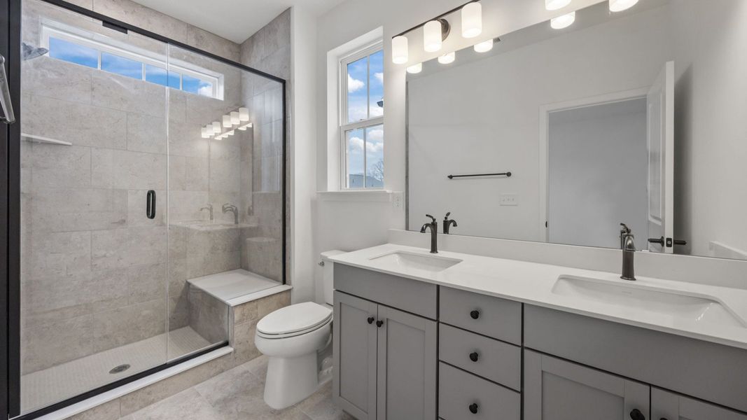 The Landon Plan in River District by DBR Homes in Charlotte, N.C - Primary Bathroom The Landon Plan in River District by DBR Homes in Charlotte, N.C - Primary Bathroom