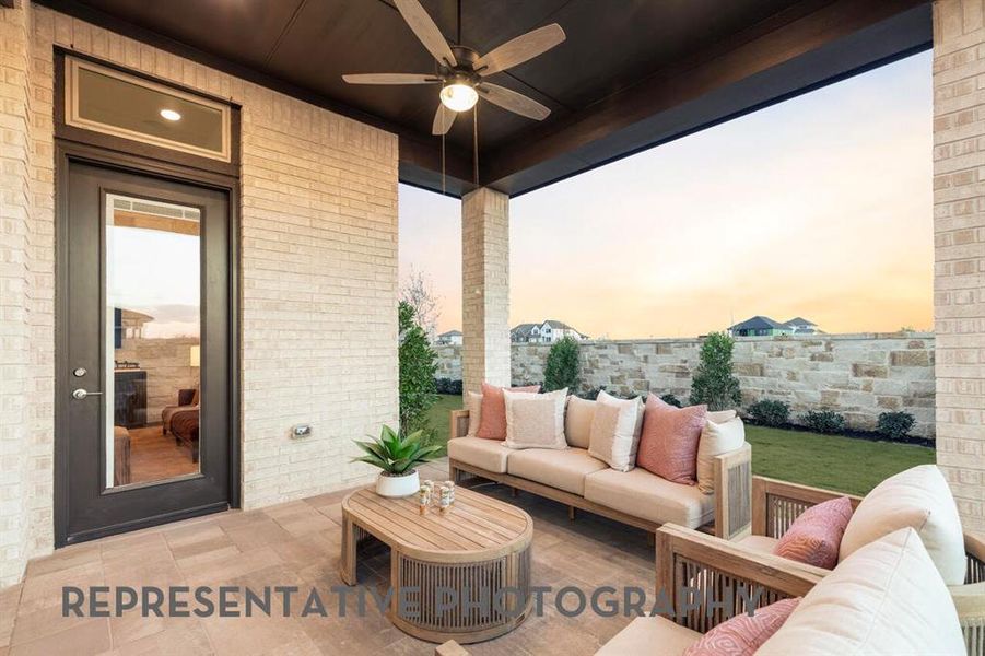 Exterior details and patio area of a home in Cambridge Crossing, Celina (Image 2).