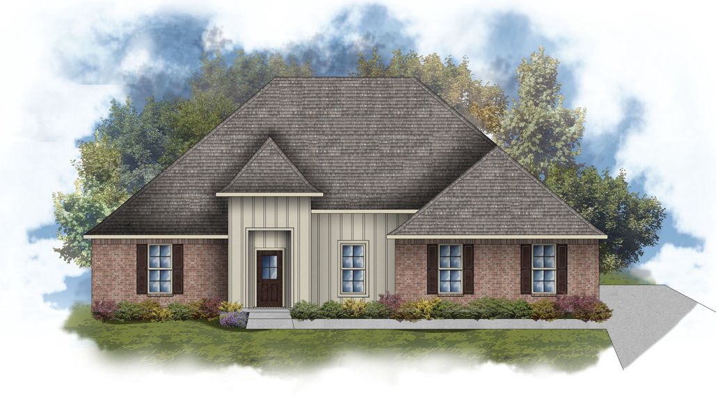 Representative exterior photo of a completed home built from the Adams IV G by DSLD Homes in Iron Rock, Cantonment, FL (Image 1).