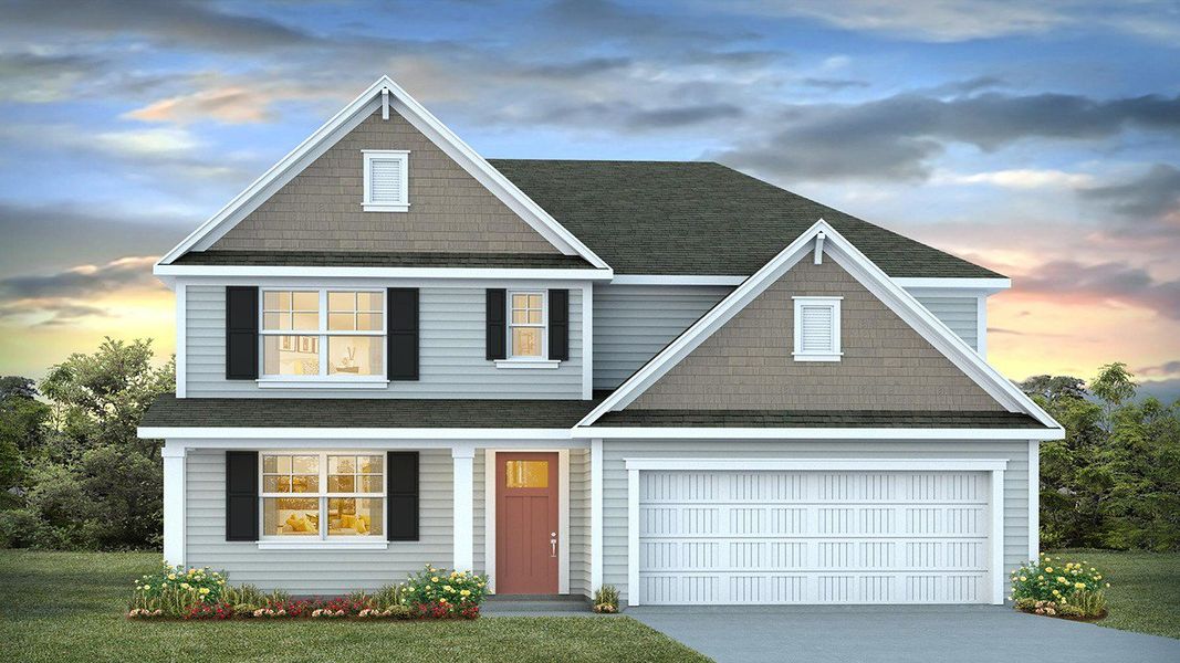 Representative exterior photo of a completed home built from the Harbor Oak by D.R. Horton in The Bluffs at Mill Creek, Florence, SC (Image 21).