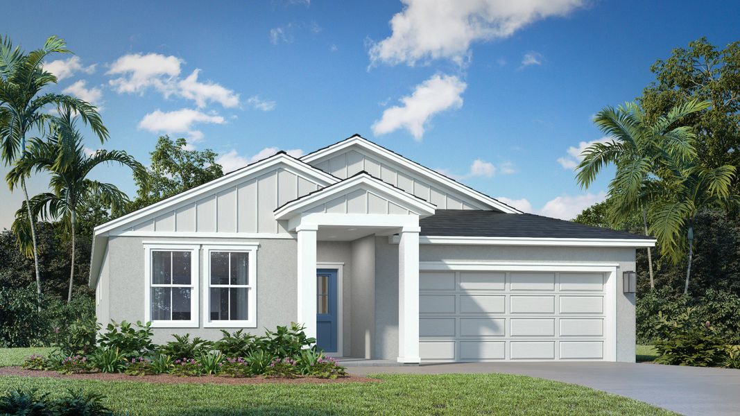 Representative exterior photo of a completed home built from the Castaway by DRB Homes in Willowbrook North, Winter Haven, FL (Image 2).